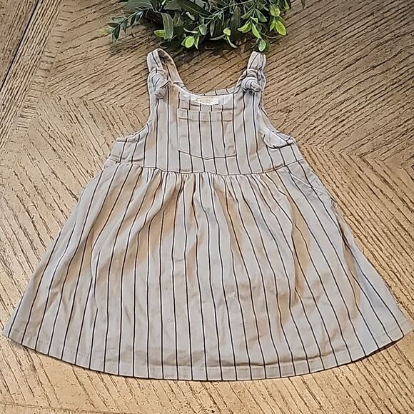4T pinstripe sleeveless dress army green - Picture 1 of 11